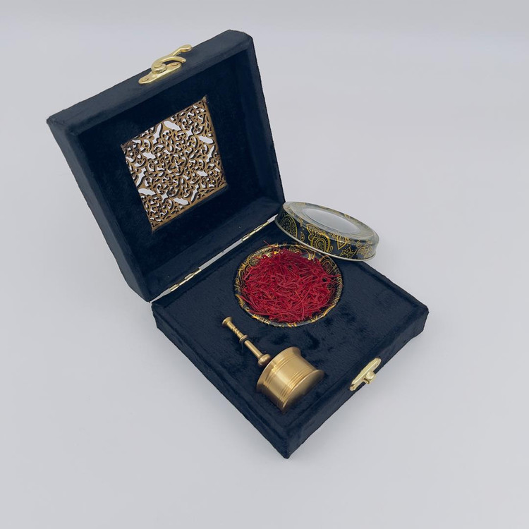 باکس یک گرم خاتم+هاون +یک گرم زعفران سوپر نگین